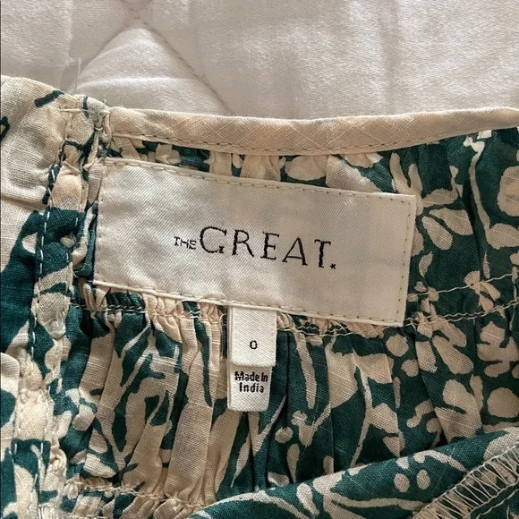 THE GREAT Green and Cream Floral Dress - Picture 4 of 6